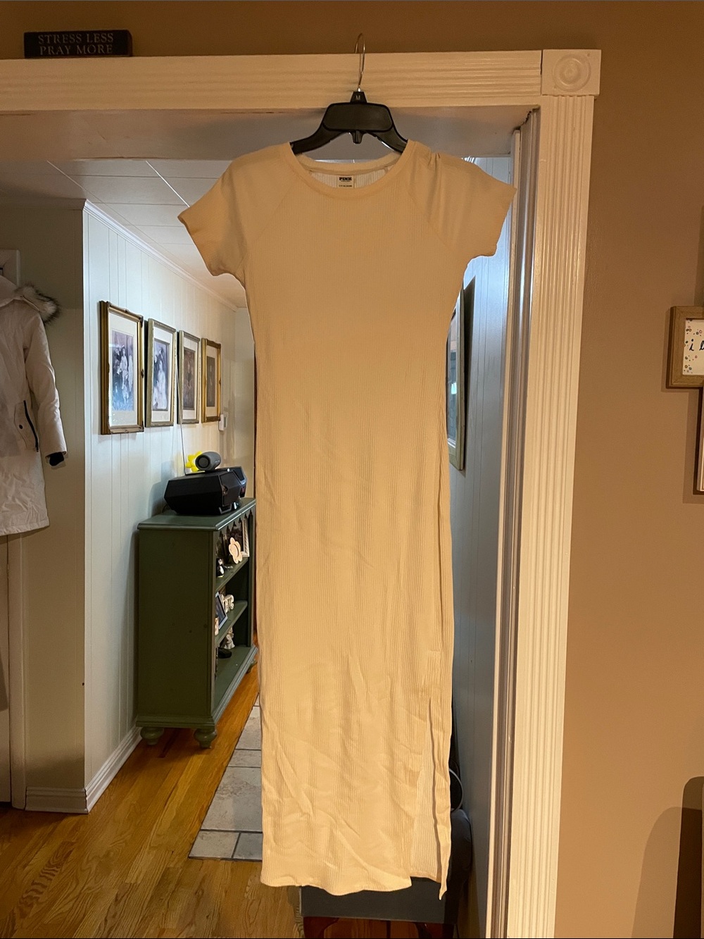 PINK Victoria's Secret Cream Short-Sleeve Maxi Dress